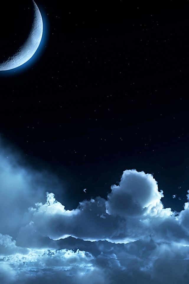 640x960 Cloudy Moon - night iPhone 4s Wallpaper