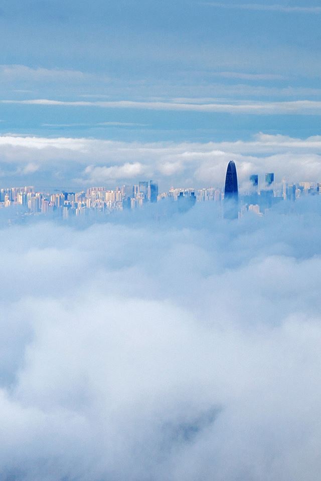 640x960 City Among Fog Cloud Nature Sky - mist iPhone 4s Wallpaper