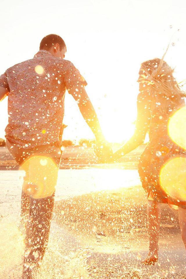 640x960 Couple Love Beach Happy Marry Me Nature - brown iPhone 4s Wallpaper