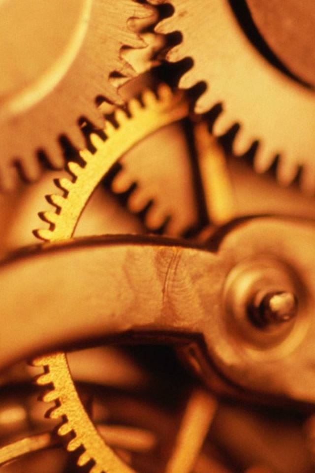 640x960 Technology Mechanic Retro Golden Gear - macro iPhone 4s Wallpaper