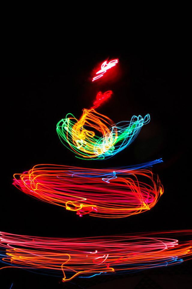 640x960 Christmas Tree Happy Lights Art Bokeh - dark (black) iPhone 4s Wallpaper
