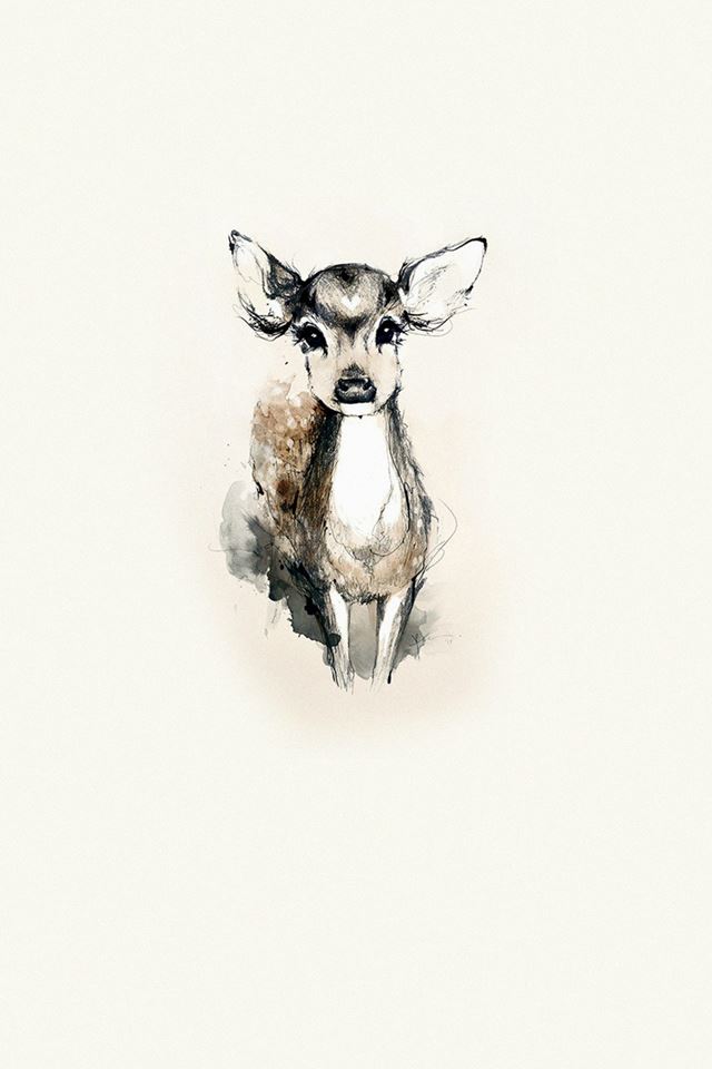 640x960 Tiny Deer Illustration Art - cute iPhone 4s Wallpaper