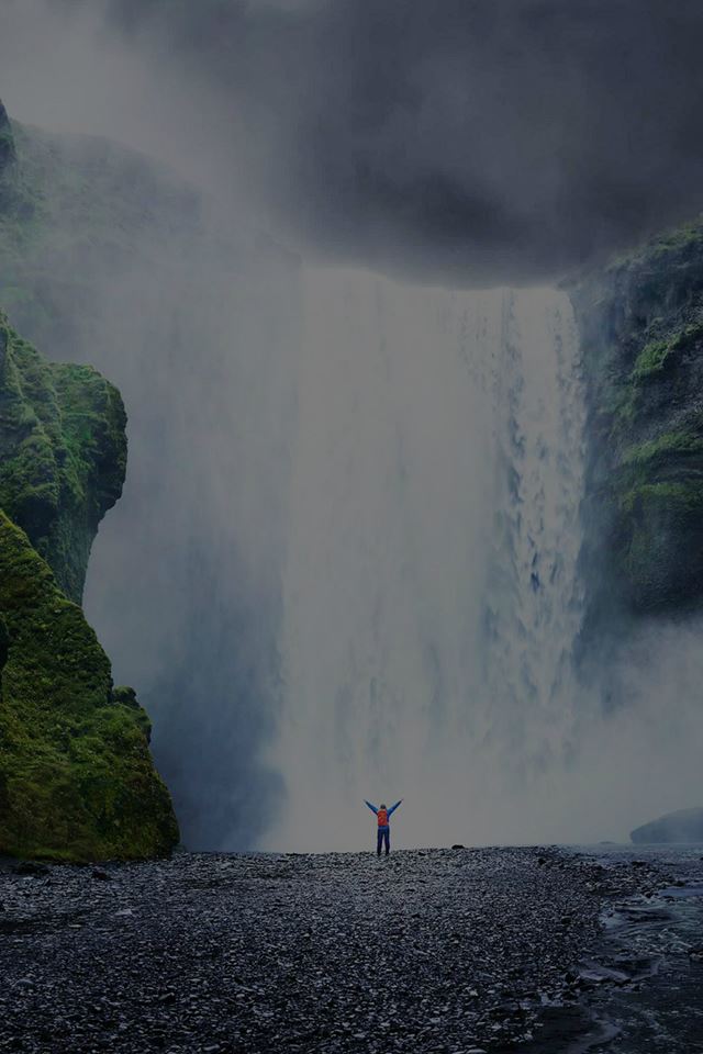 640x960 Mac Nature Mountain Fall Dark - waterfall iPhone 4s Wallpaper