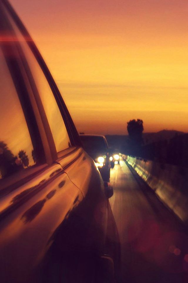 640x960 Drive Way Sunset City Highway Car Flare - drive iPhone 4s Wallpaper