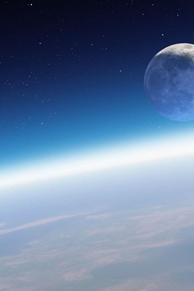 640x960 Moon Orbit Fantasy Outer Space - brown iPhone 4s Wallpaper