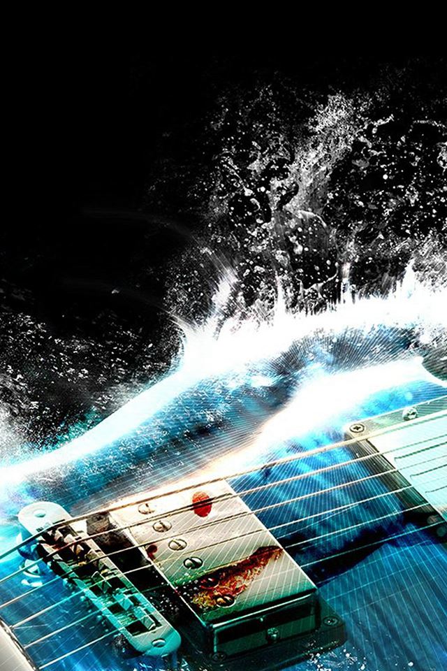 640x960 Guitar Wave Illust Art Blue - play iPhone 4s Wallpaper