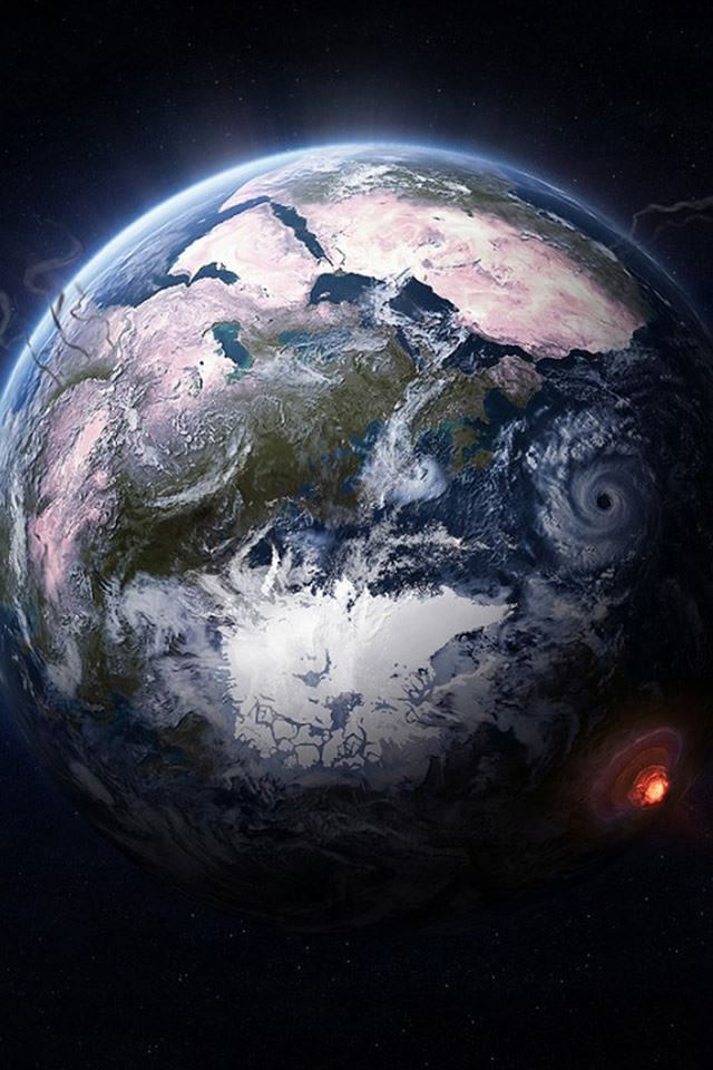 640x960 Fantasy Outer Space Earth Planet - black iPhone 4s Wallpaper