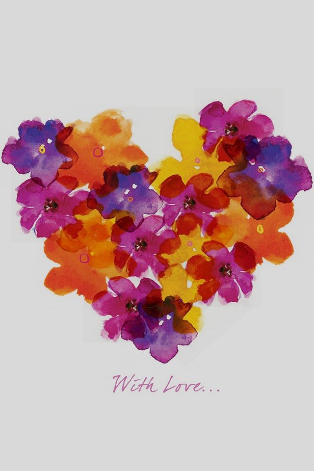 640x960 Illust Nicola Evans Flower Love - orange iPhone 4s Wallpaper