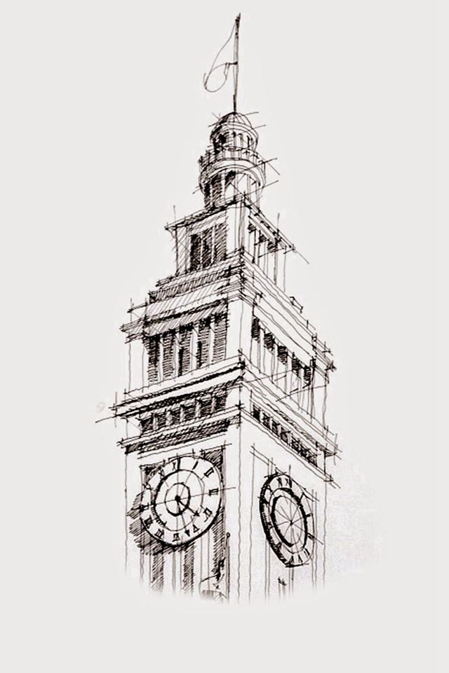 640x960 Big Ben Sketch Art Drawn - black iPhone 4s Wallpaper