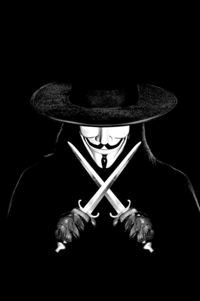 640x960 V For Vendetta Man With Knifes - black iPhone 4s Wallpaper
