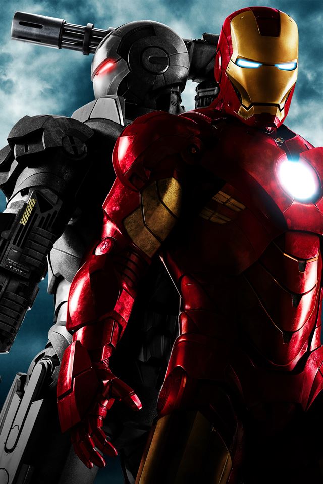 640x960 Iron Man and War Machine - black iPhone 4s Wallpaper
