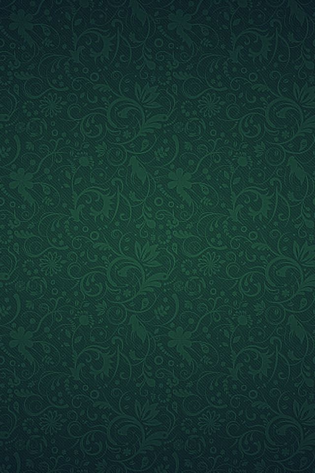 640x960 Green Ornament Floral Texture Pattern - black iPhone 4s Wallpaper