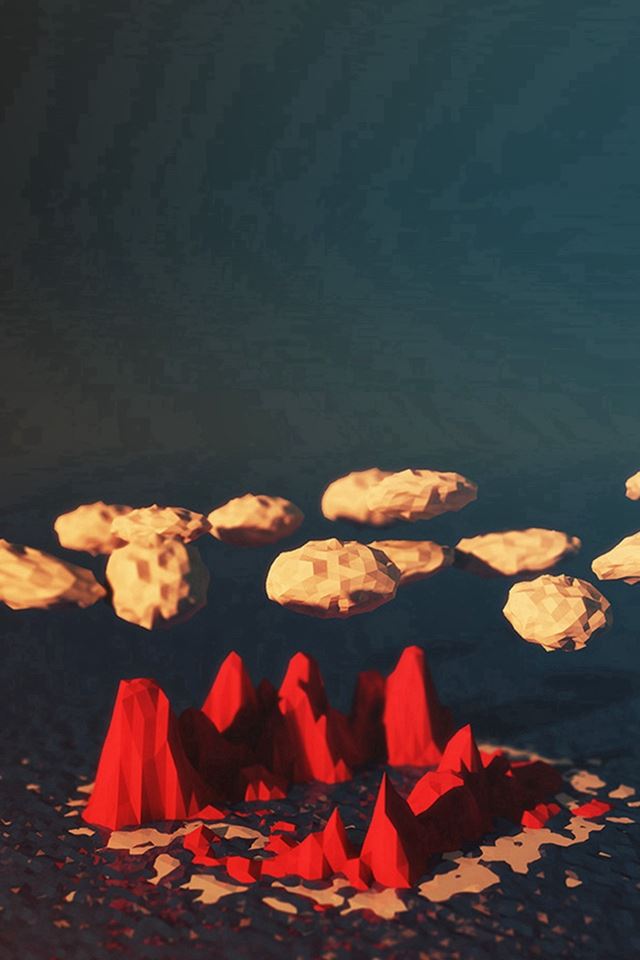 640x960 Low Poly Art Abstract Illust Island Dark - illust iPhone 4s Wallpaper