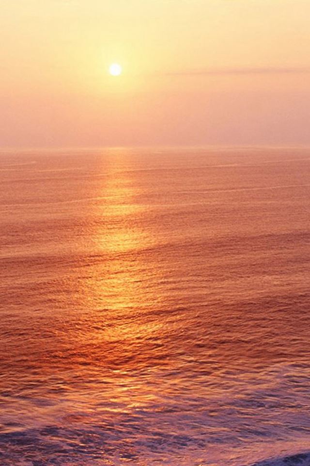 Nature Ocean Sunset Wave Ripple Pure Skyline iPhone 4s wallpaper 
