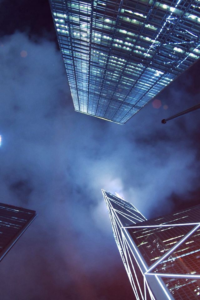 640x960 Buildings Blue Flare Night City Sky - flare iPhone 4s Wallpaper
