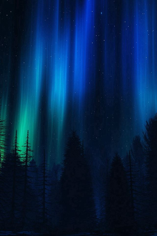 640x960 Aurora Night Sky Dark Blue Nature Art - art iPhone 4s Wallpaper