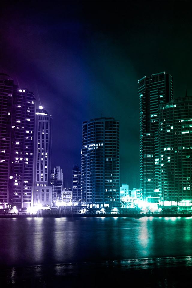 640x960 Dark City - lights iPhone 4s Wallpaper