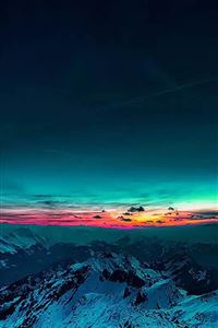 Sky On Fire Mountain Range Sunset wallpaper