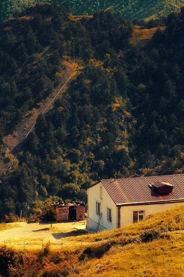 Karabakh Armenia Nature With Mountain House Fall iPhone 4s wallpaper 