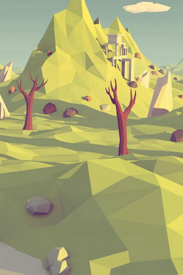 640x960 Funny Polygon Mountain Landscape Illustration Art - polygon iPhone 4s Wallpaper