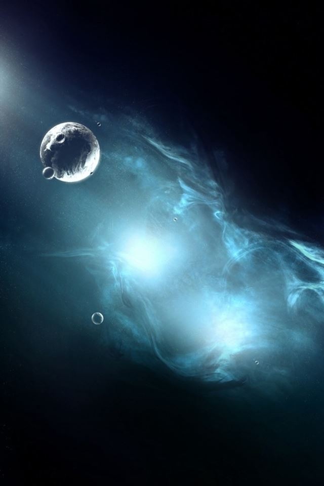 640x960 Dark Cloudy Shiny Planet Space View - nebula iPhone 4s Wallpaper