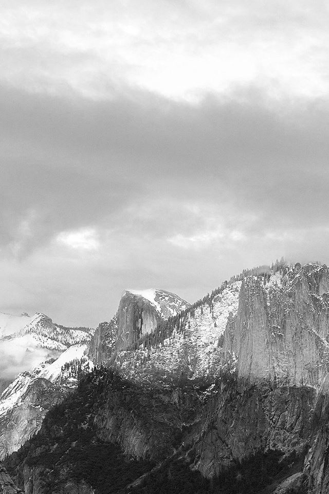 640x960 Dark Grayscale Mountains Forest Landscape -  iPhone 4s Wallpaper