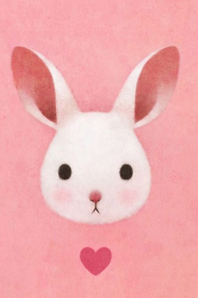 Cute Lovely Pink Rabbit Drawing Art iPhone 4s wallpaper 