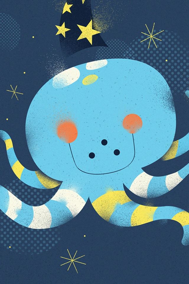 640x960 Fun Blue Octopus Drawing - cute iPhone 4s Wallpaper