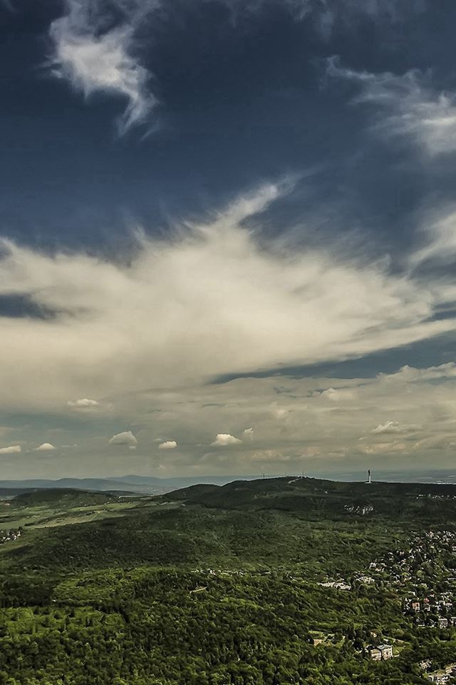 640x960 Mountain Green Wood City Sky Cloud Blue Summer - city iPhone 4s Wallpaper