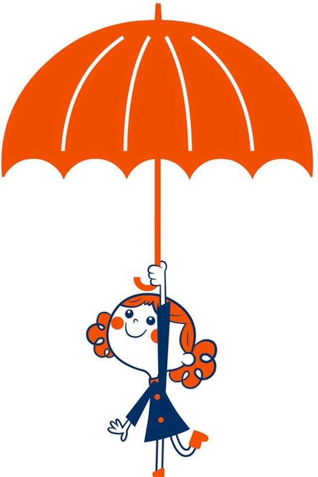 The Little Girl Cartoon Umbrella iPhone 4s wallpaper 