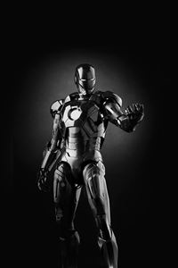 Ironman Dark Figure Hero Art Avengers Bw iPhone 4s wallpaper