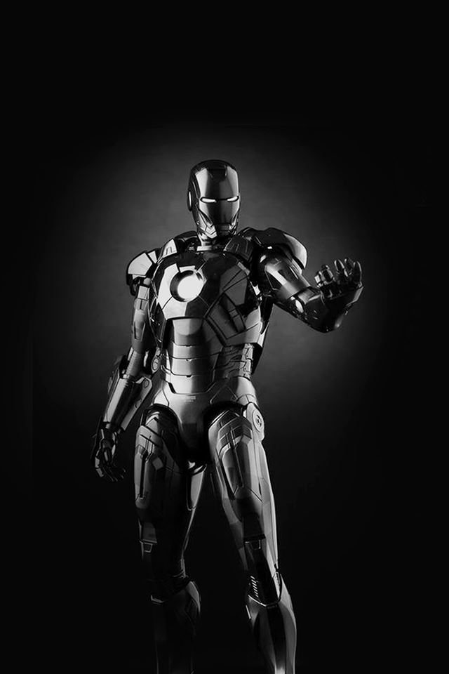 640x960 Ironman Dark Figure Hero Art Avengers Bw - art iPhone 4s Wallpaper