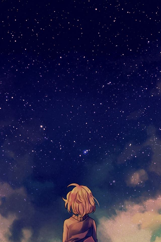 640x960 Starry Space Illust Anime Girl - anime iPhone 4s Wallpaper