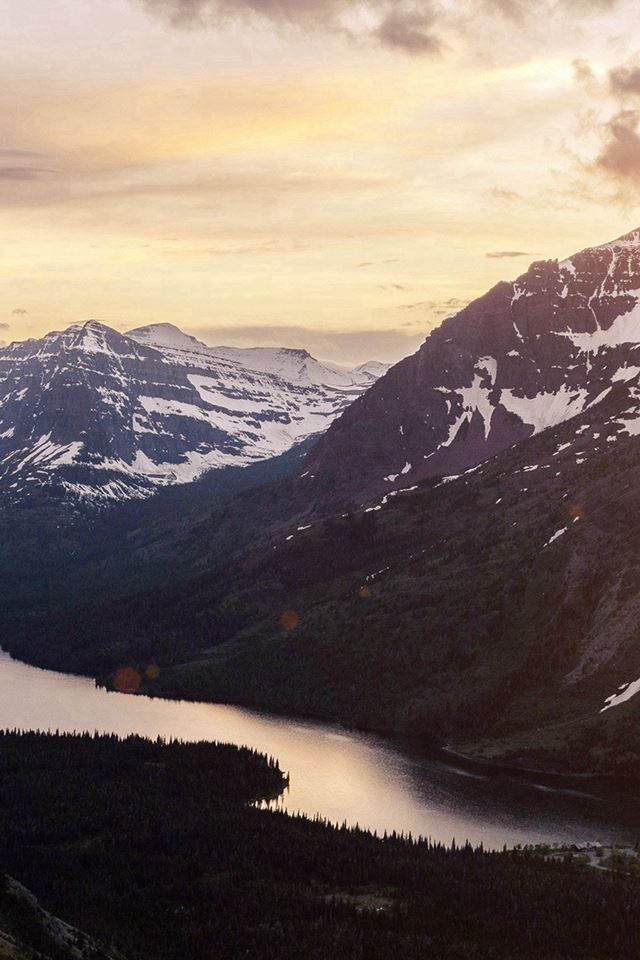 640x960 Sunset Mountain River Nature Dark Flare Forest -  iPhone 4s Wallpaper