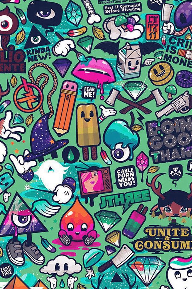 640x960 Art Work Pattern Illustration Graffiti Green -  iPhone 4s Wallpaper