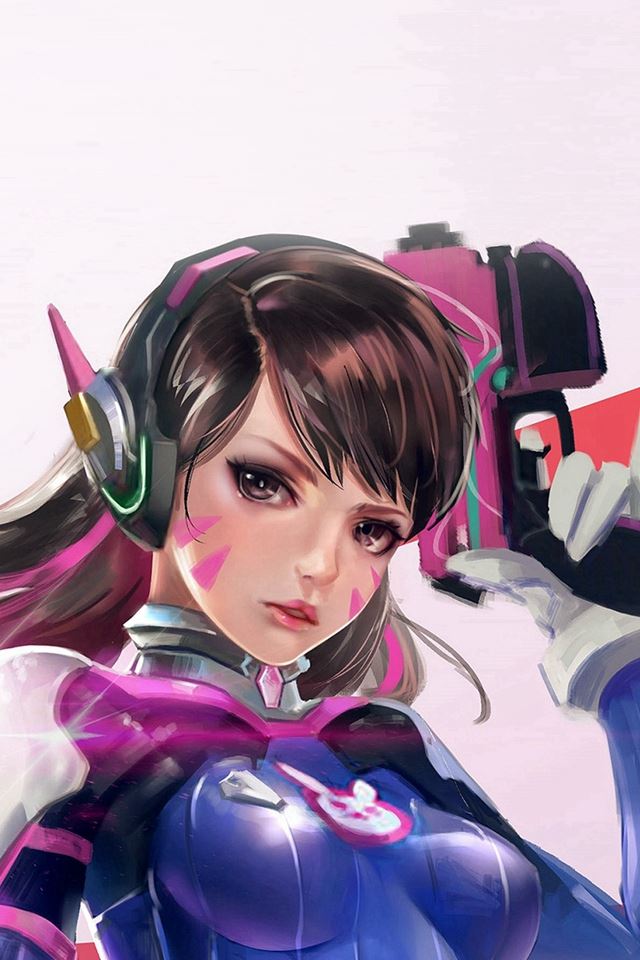640x960 Overwatch Diva Cute Game Art Illustration - cute iPhone 4s Wallpaper