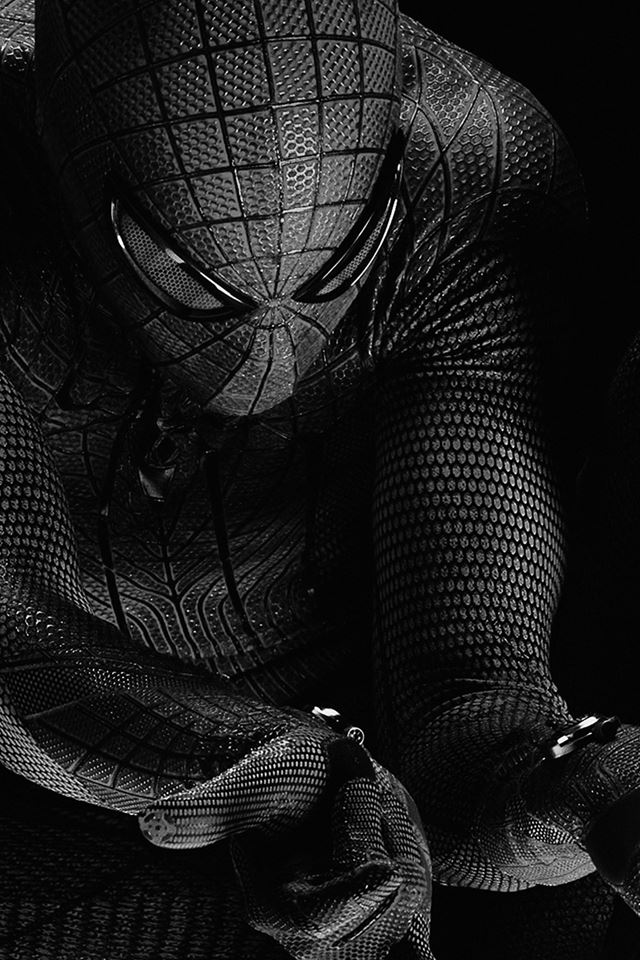 640x960 Spiderman Hero Dark Bw Art Illustration -  iPhone 4s Wallpaper