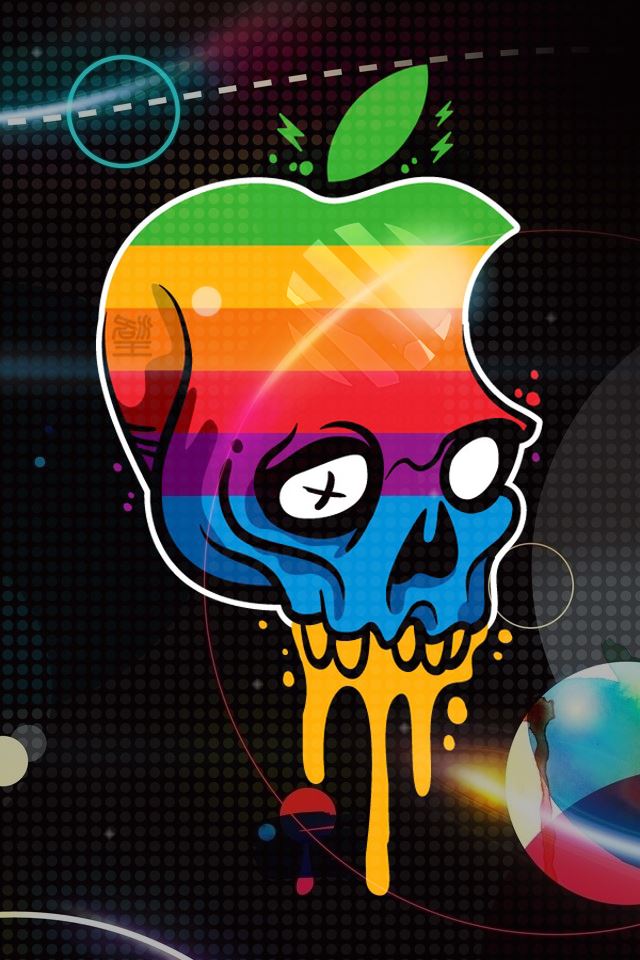 640x960 Apple Logo Skull - orange iPhone 4s Wallpaper
