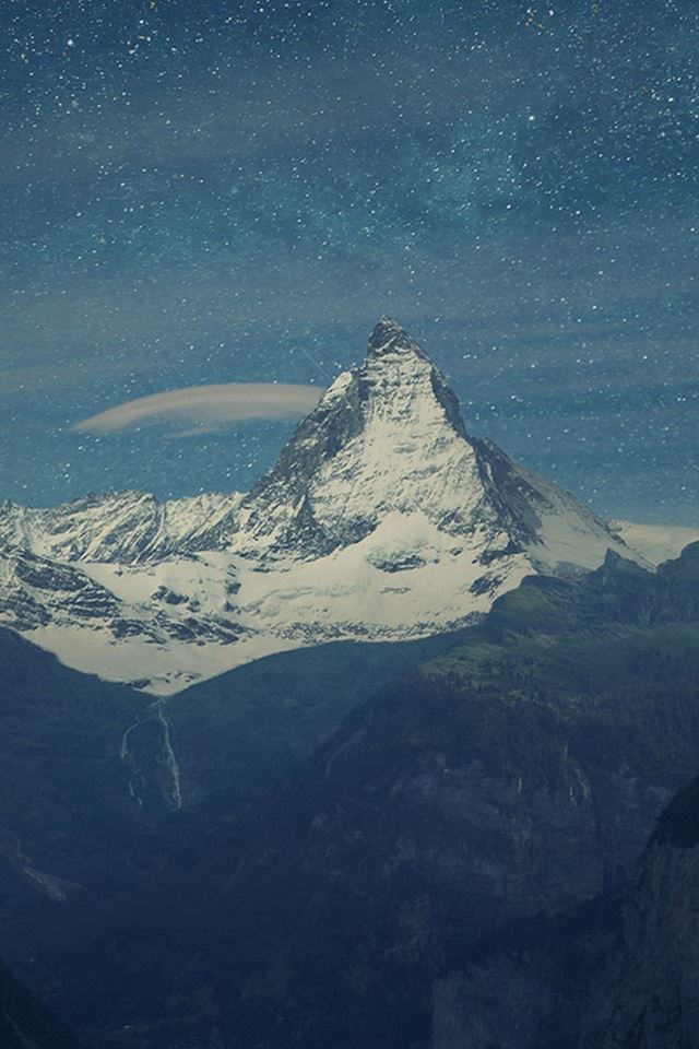 640x960 Matterhorn Mountain Switzerland Blue Night  - switzerland iPhone 4s Wallpaper