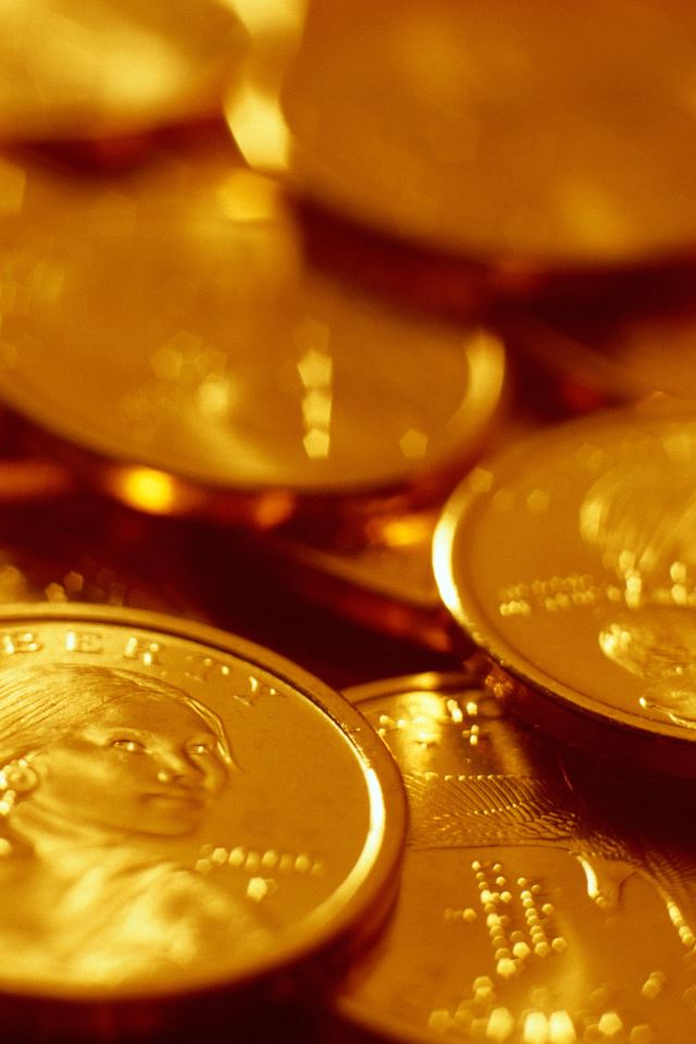 640x960 Gold Coins - closeups iPhone 4s Wallpaper