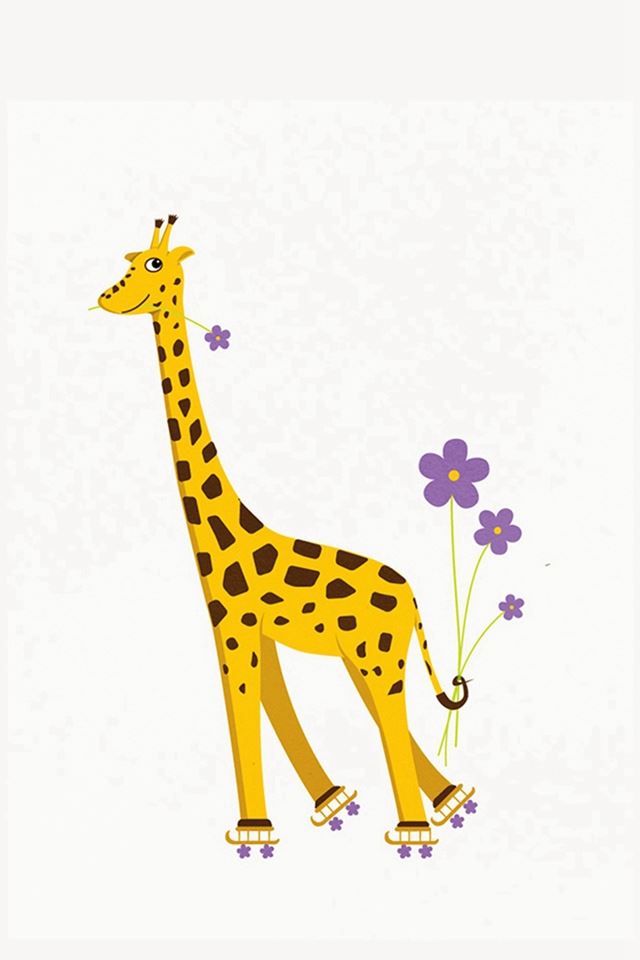 640x960 Rollerskating Girafe Illustration - animal iPhone 4s Wallpaper