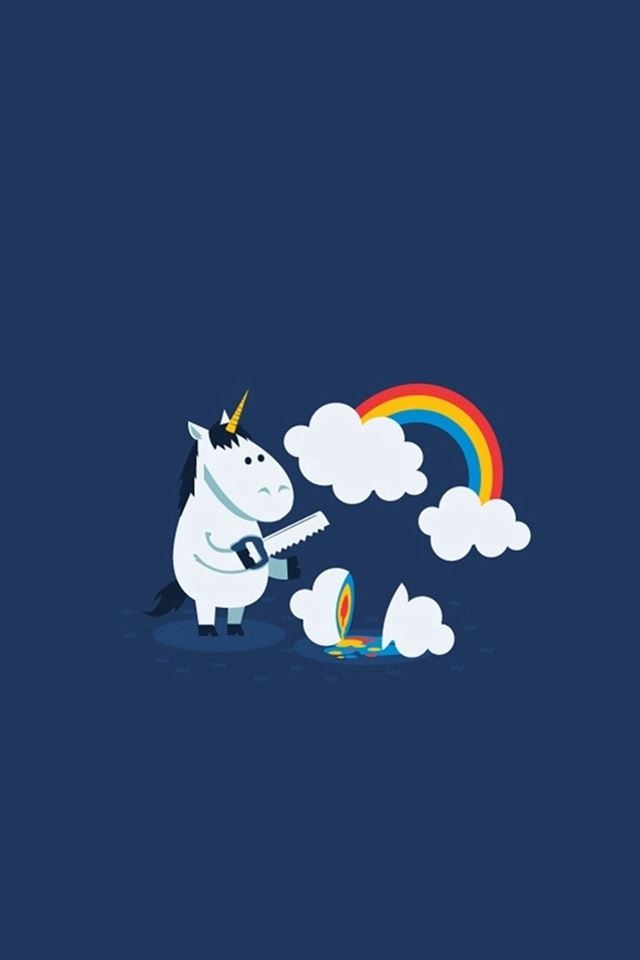 640x960 Unicorn Saw Clouds Rainbow Funny  - art iPhone 4s Wallpaper