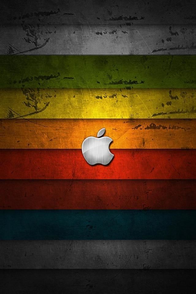 640x960 Apple Logo - orange iPhone 4s Wallpaper