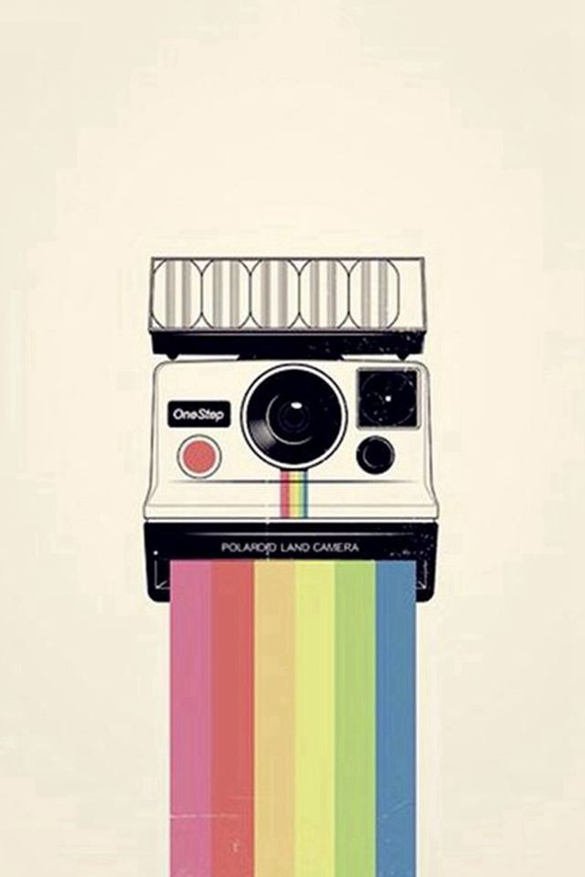 640x960 Polaroid Camera Colorful Rainbow Illustration - colorful iPhone 4s Wallpaper