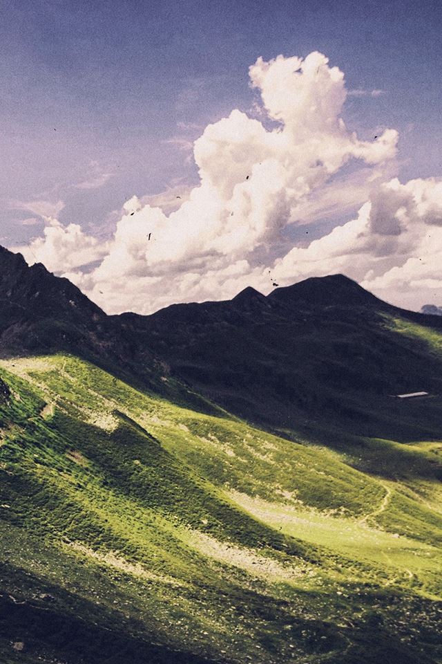 640x960 Nature Mountain Green Cloud Sunny Summer - clouds iPhone 4s Wallpaper