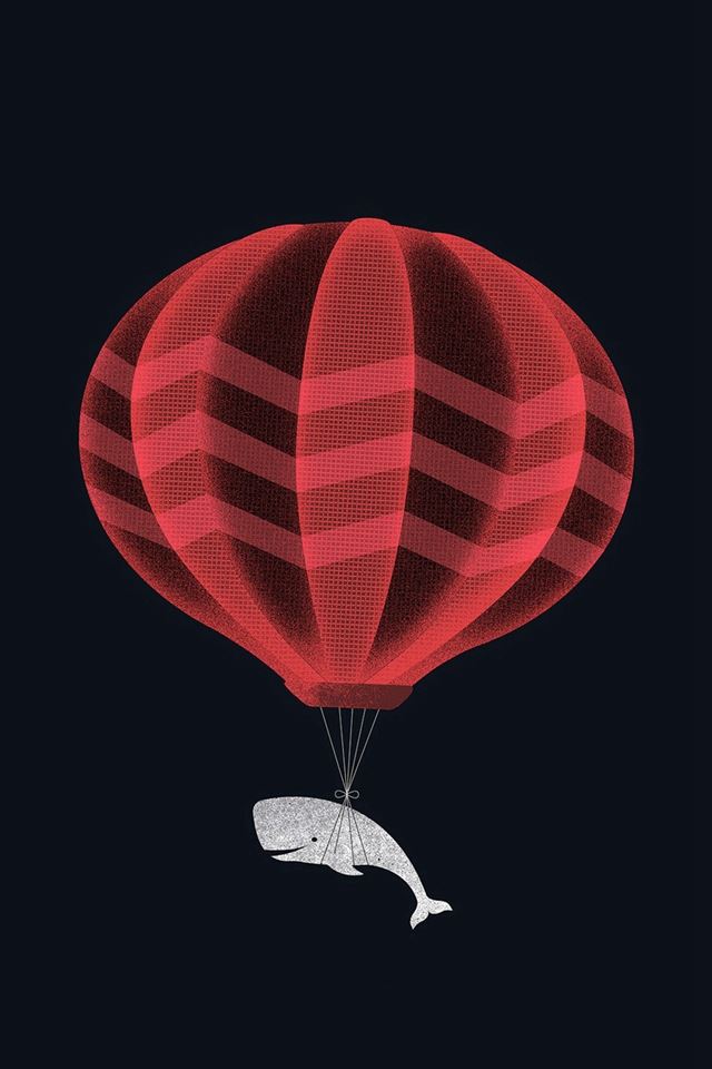 640x960 Cute Illustration Whale Balloon Art Dark - lovely iPhone 4s Wallpaper