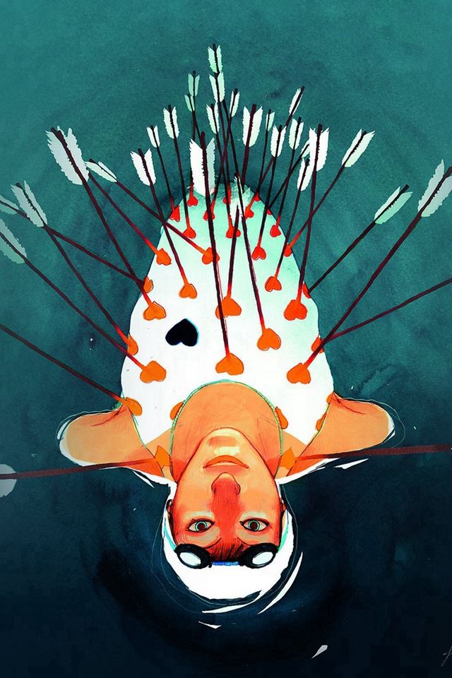 640x960 Mi Watercolor Painting Blue Art Illustration - arrow iPhone 4s Wallpaper