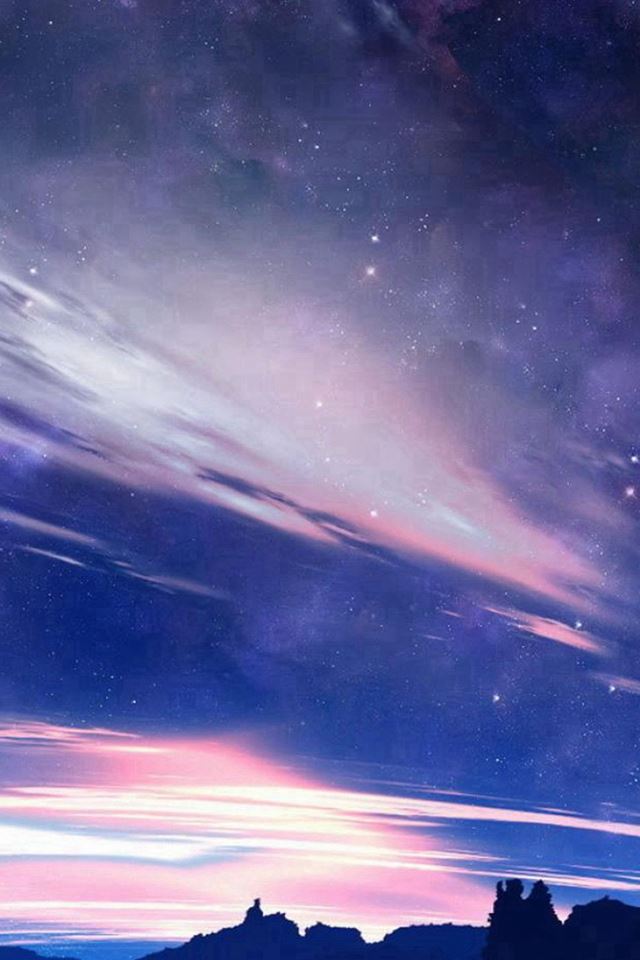 640x960 Nature Shiny Cloudy Space View Night - purple iPhone 4s Wallpaper
