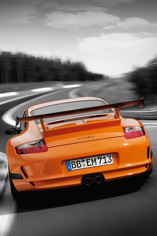 Orange Porsche 911 Turbo iPhone 4s wallpaper 