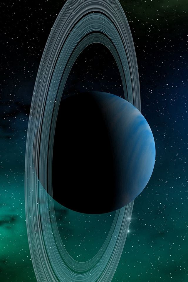 640x960 Space Planet Saturn Blue Star Art Illustration - illustration iPhone 4s Wallpaper